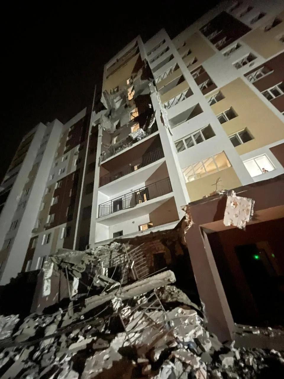 Night attack on Kyiv region: a high-rise building and an industrial facility sustained damage.